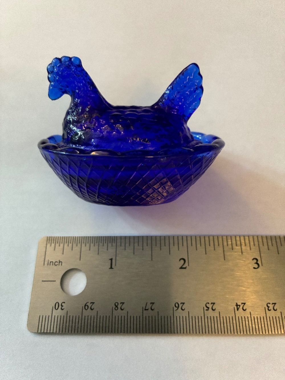 Hen On A Nest - Cobolt Blue Glass Mini, Salt, Trinket, 2.5” Inch New